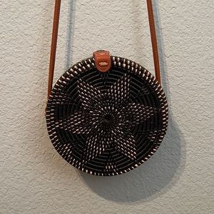 Boho woven round purse from Bali